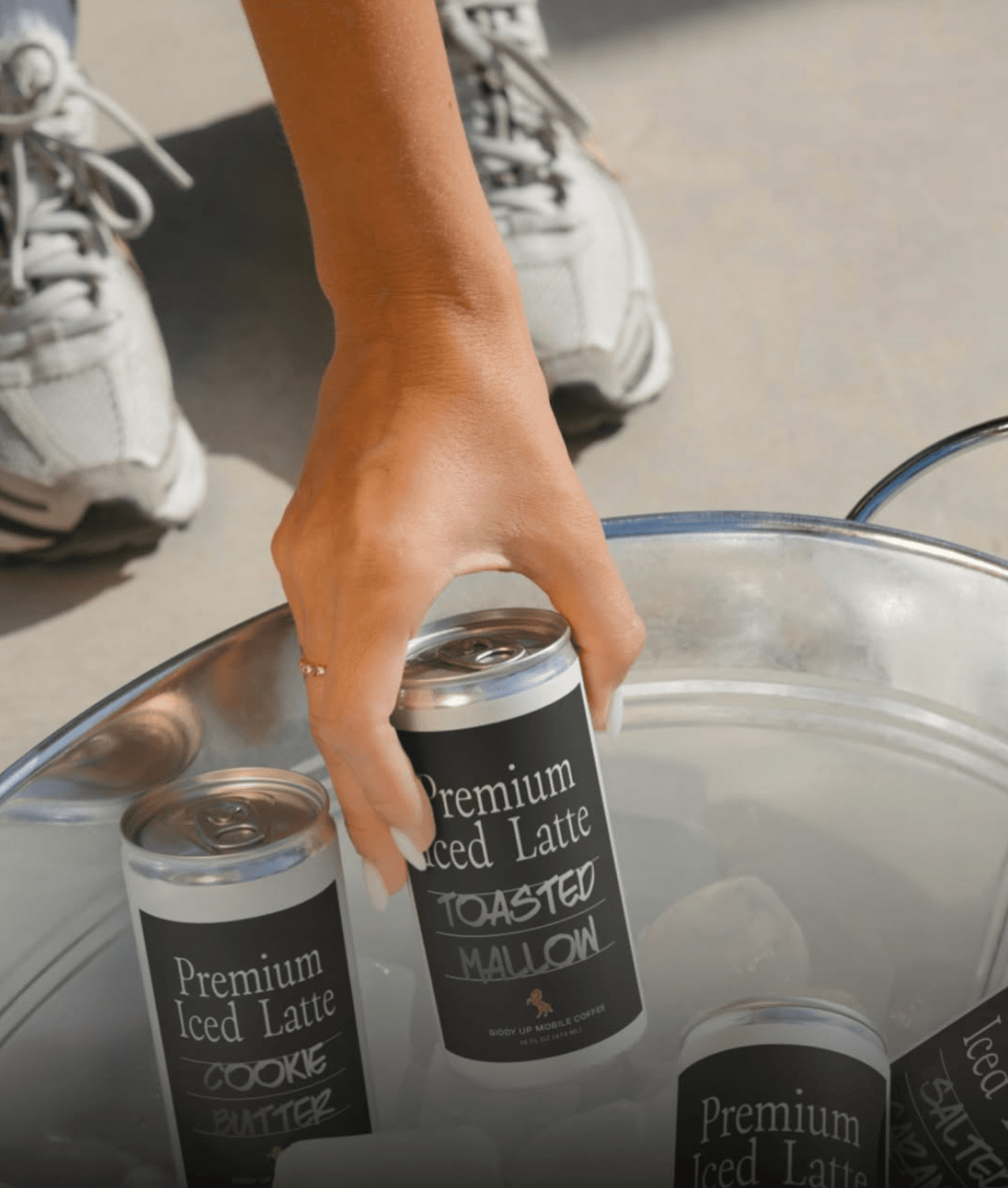 Freshly brewed latte with latte art from Giddy Up Coffee Co., Oklahoma’s premier mobile coffee catering service.