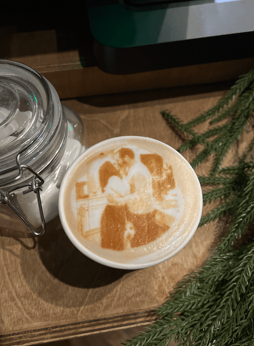 Custom latte printed design on a coffee